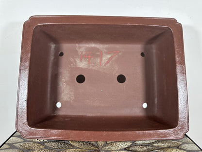 Preowned Japanese Tokoname Unglazed Rectangular Bonsai Pot Yamaaki - 14.75” By 11.25”