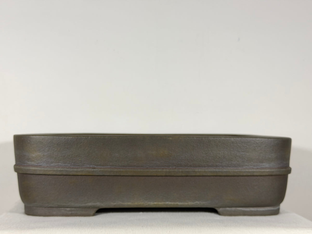 Preowned Japanese Tokoname Unglazed Rectangular Bonsai Pot Kisen - 16.25” x 13” x 4 3/8”