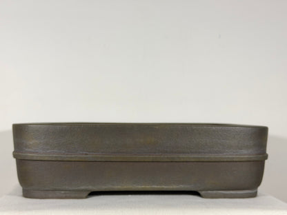 Preowned Japanese Tokoname Unglazed Rectangular Bonsai Pot Kisen - 16.25” x 13” x 4 3/8”