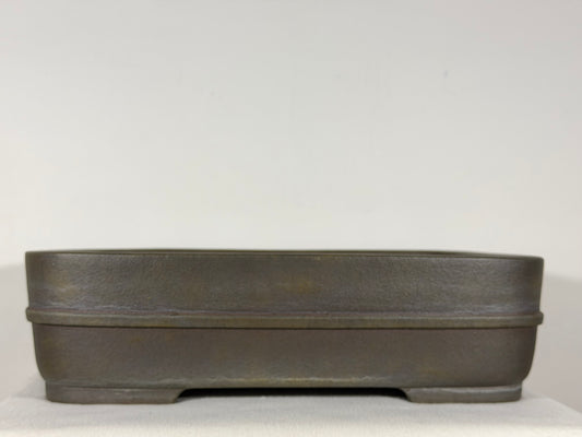 Preowned Japanese Tokoname Unglazed Rectangular Bonsai Pot Kisen - 16.25” x 13” x 4 3/8”