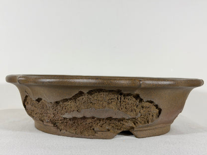 Preowned Japanese Tokoname Unglazed Rinka Style Bonsai Pot Kosyousen - 13” By 12.5”