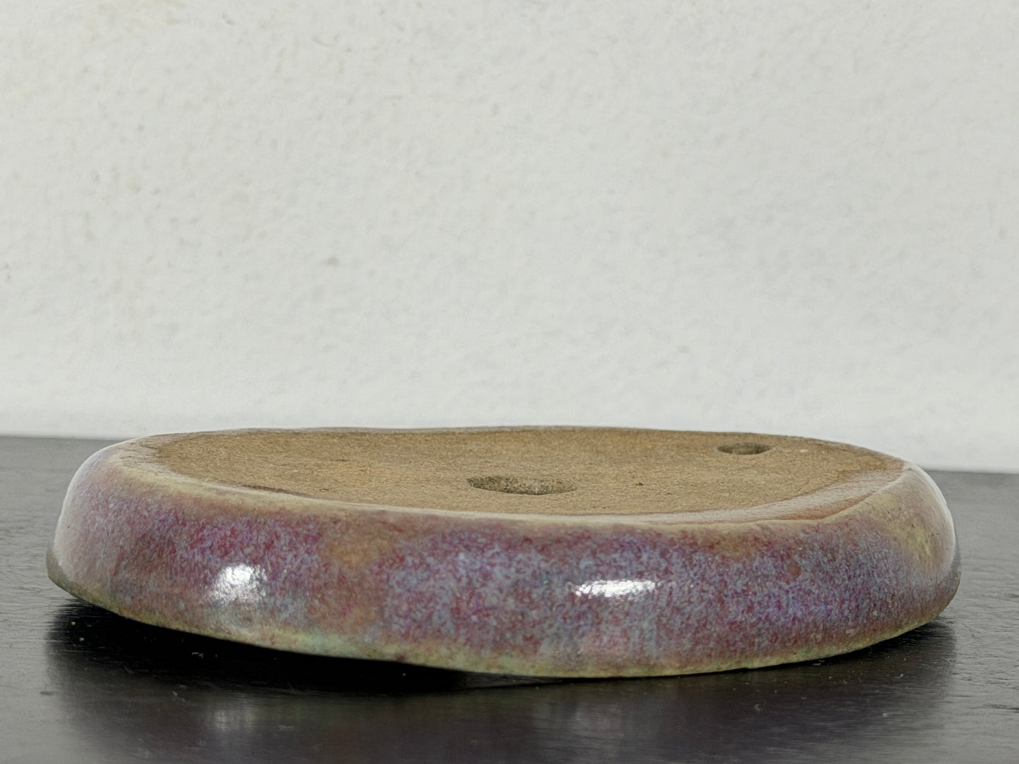 Preowned Vintage Japanese Tokoname Glazed Shallow Bonsai Pot - 3.25” By 2 3/8”