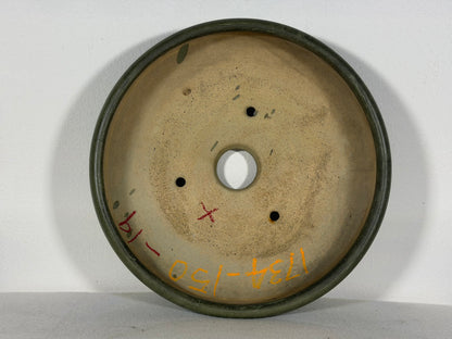 Preowned Japanese Tokoname Glazed Round Bonsai Pot has Patina - 9.5” By 2.5”