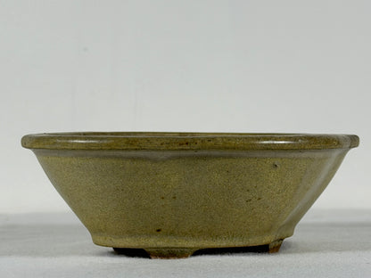 Preowned Japanese Tokoname Glazed Mokko Style Bonsai Pot Hatutori - 5.5” By 4.75”