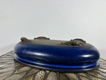 Preowned Japanese Tokoname Bag Style Bonsai Pot with Patina - 12.5” By 9.25”