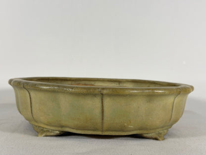 Preowned Japanese Tokoname Rinka Style Bonsai Pot Yamafusa - 10.25” By 2 3/8”