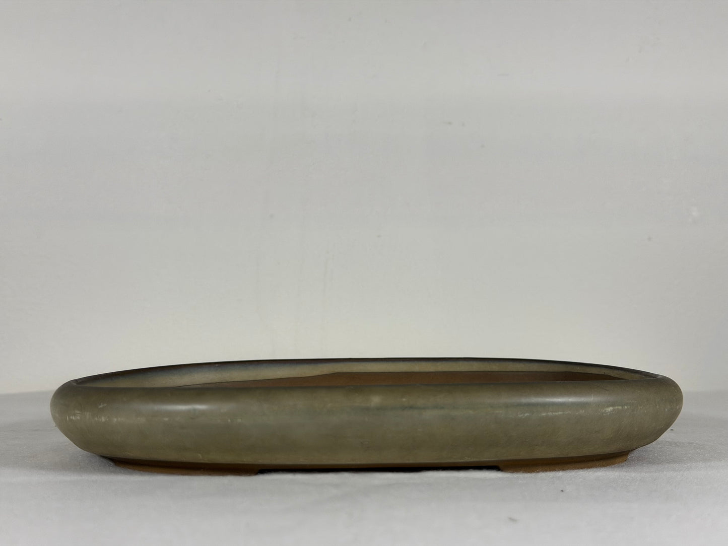 Preowned Japanese Tokoname Glazed Shallow Oval Bonsai Pot - 8.5” By 6.5”