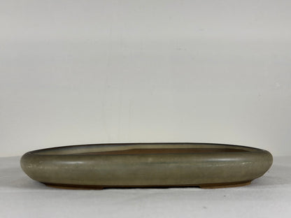 Preowned Japanese Tokoname Glazed Shallow Oval Bonsai Pot - 8.5” By 6.5”