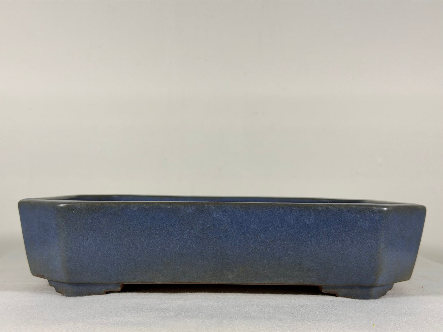 Preowned Japanese Tokoname Glazed Rectangular Bonsai Pot Yamafusa - 11” By 8.5”