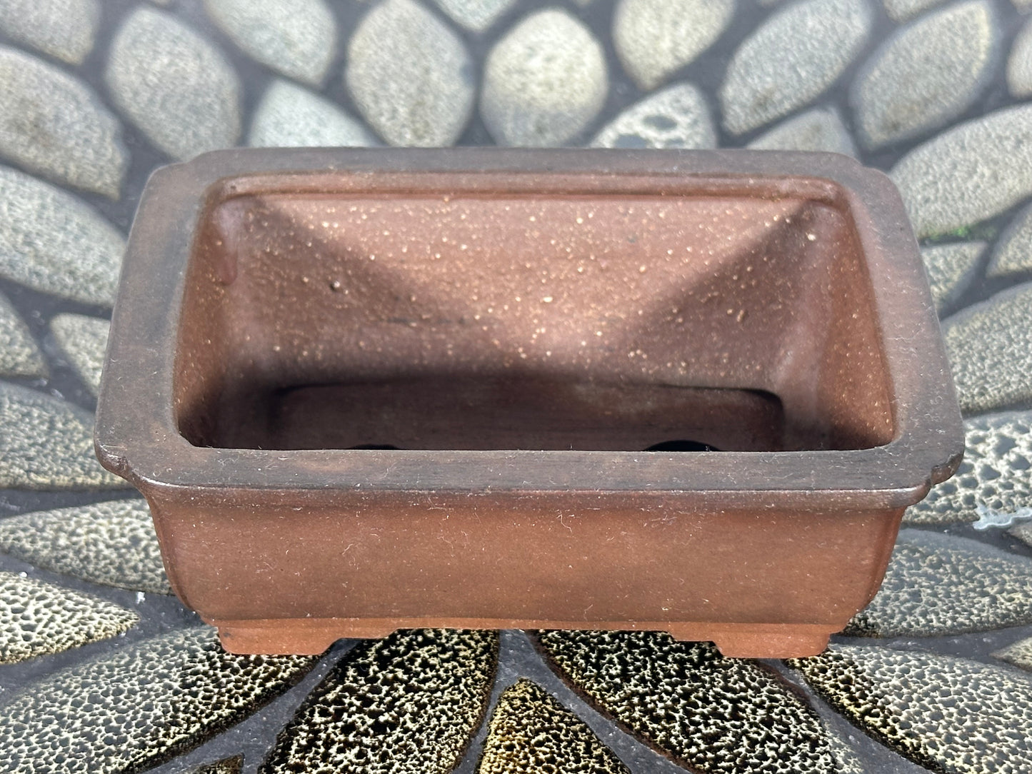 Preowned Japanese Tokoname Unglazed Rectangular Bonsai Pot - 4.25” By 3.25”