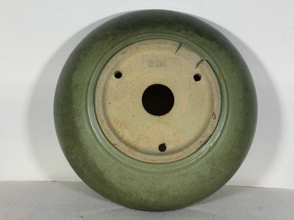 Preowned Japanese Tokoname Glazed Round Bonsai Pot has Patina - 9.5” By 2.5”