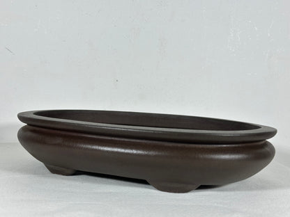 Preowned Japanese Tokoname Unglazed Bag Style Bonsai Pot Yamaaki - 11.75” By 8.5”