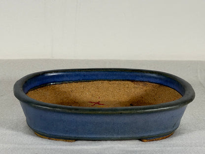 Preowned Japanese Tokoname Glazed Oval Bonsai Pot Hatutori - 6.5” By 4.75”