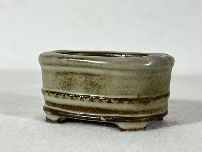 Preowned Japanese Tokoname Rectangular Bonsai Pot Tosui - 2 1/8” By 1.75”