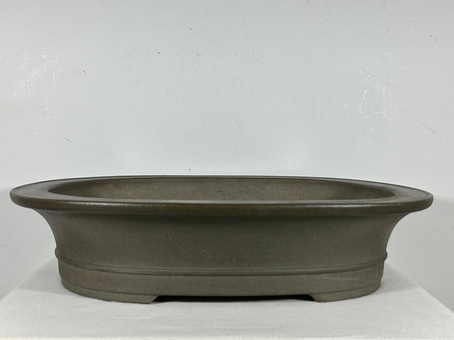 Preowned Japanese Tokoname Unglazed Oval Bonsai Pot Kisen - 17.5” By 14.5”