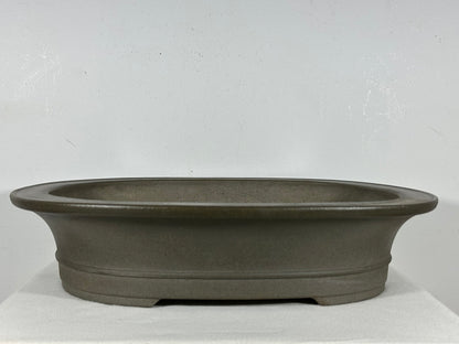 Preowned Japanese Tokoname Unglazed Oval Bonsai Pot Kisen - 17.5” By 14.5”