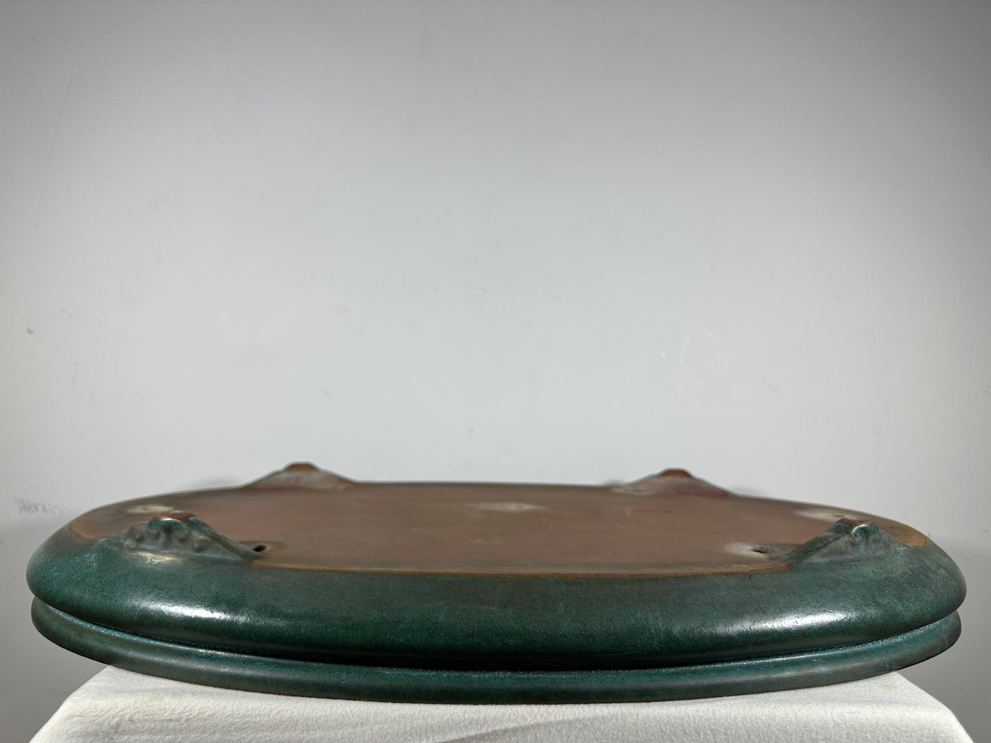 Preowned Vintage Japanese Tokoname Glazed Shallow Oval Bonsai Pot Reiho - 25.75” By 18.5”