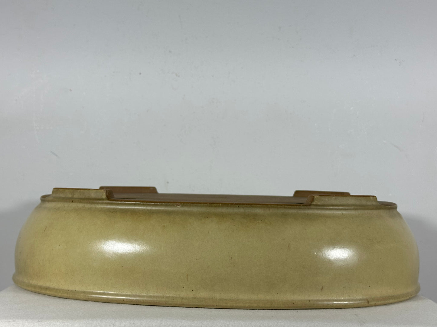 Preowned Vintage Japanese Tokoname  Glazed Oval Bonsai Pot Reiho - 17.5” By 14.25”