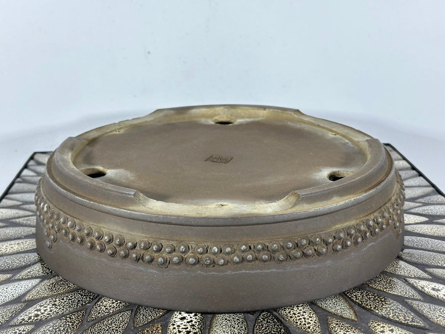 Preowned Japanese Tokoname Round Bonsai Pot Ritukadou - 12” By 2.5”