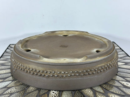 Preowned Japanese Tokoname Round Bonsai Pot Ritukadou - 12” By 2.5”