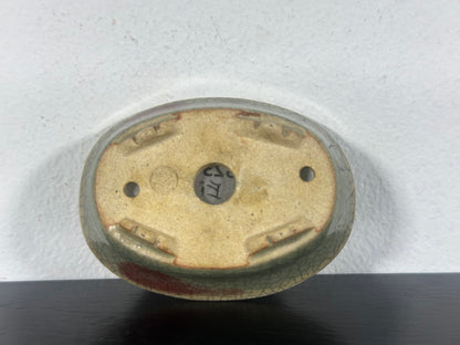 Preowned Vintage Japanese Oval Bonsai Pot By EIMEI - 2 7/8” By 2 1/8”