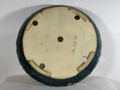 Preowned Japanese Tokoname Glazed Drum Style Bonsai Pot Syuhou Yoshimura - 12.75” By 3 1/8”