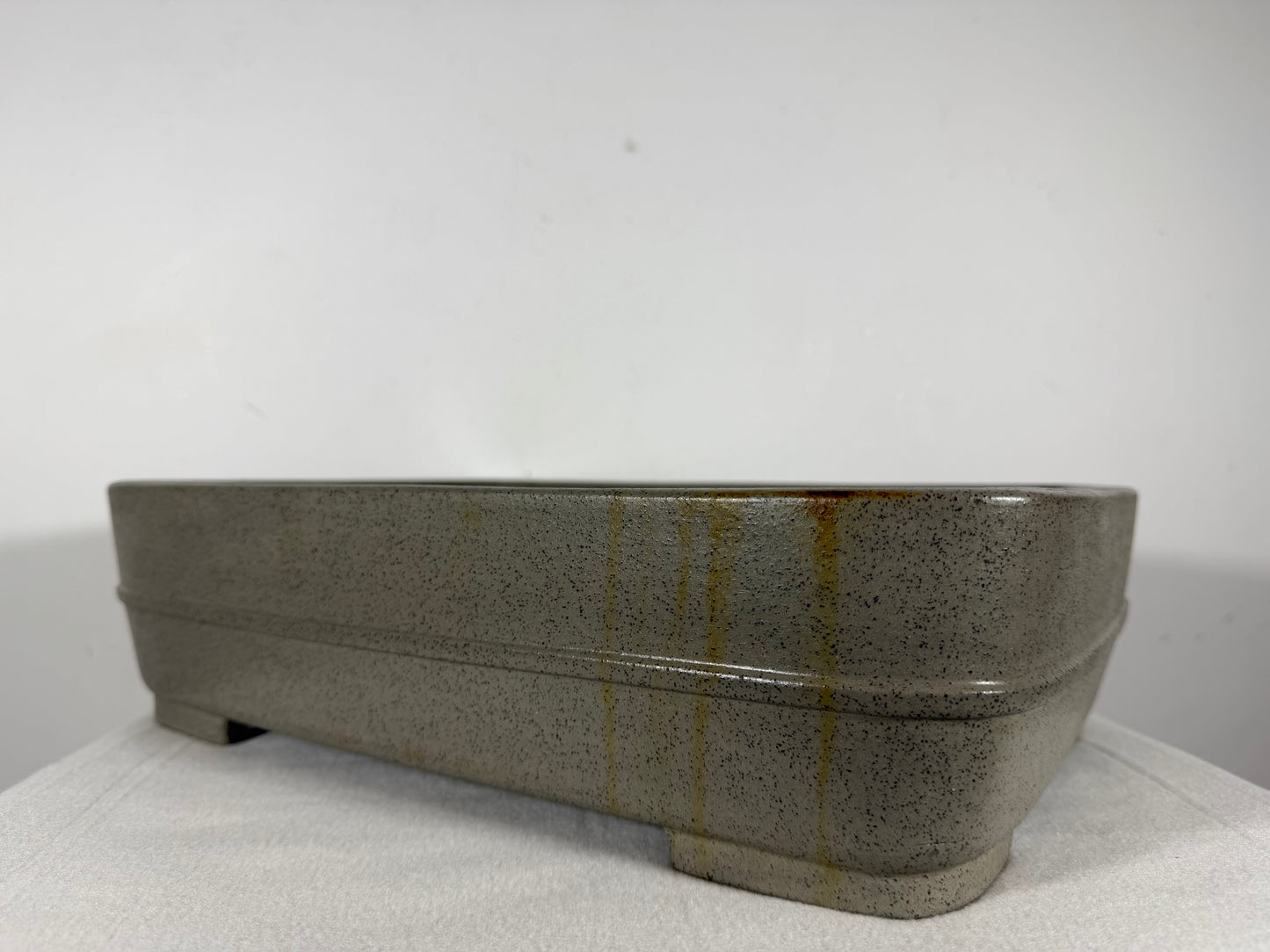 Preowned Japanese Tokoname Unglazed Rectangular Bonsai Pot Seizan - 15” By 10.75”