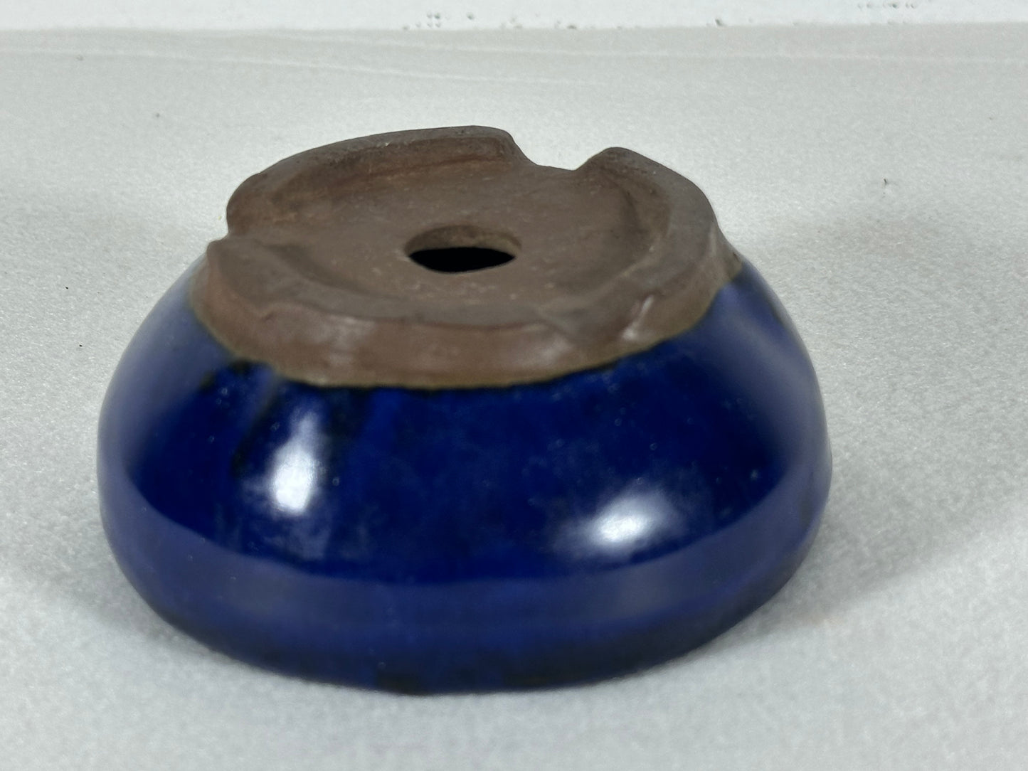 Preowned Japanese Glazed Round Shohin Bonsai Pot - 4” By 1.75”