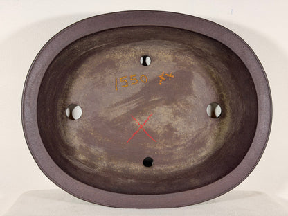 Preowned Japanese Tokoname Unglazed Bonsai Pot Jyuuoudou - 15” By 12”