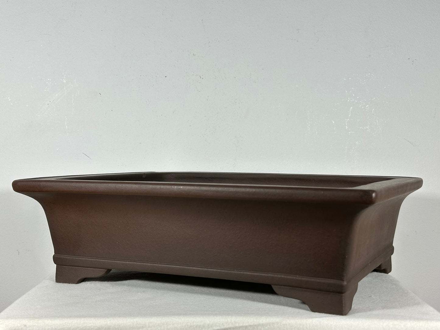 Preowned Japanese Tokoname Unglazed Rectangular Bonsai Pot Yamaaki - 16” By 12.75”