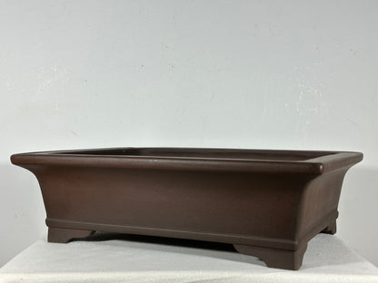 Preowned Japanese Tokoname Unglazed Rectangular Bonsai Pot Yamaaki - 16” By 12.75”