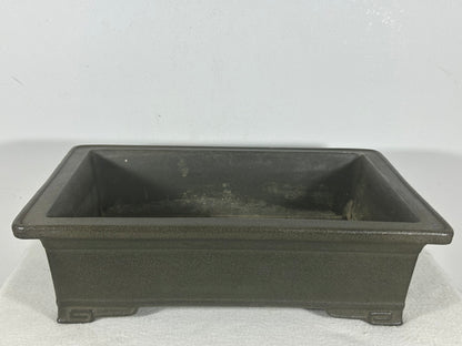 Preowned Japanese Tokoname Unglazed Rectangular Bonsai Pot with Stamp - 13.25” By 9.5”
