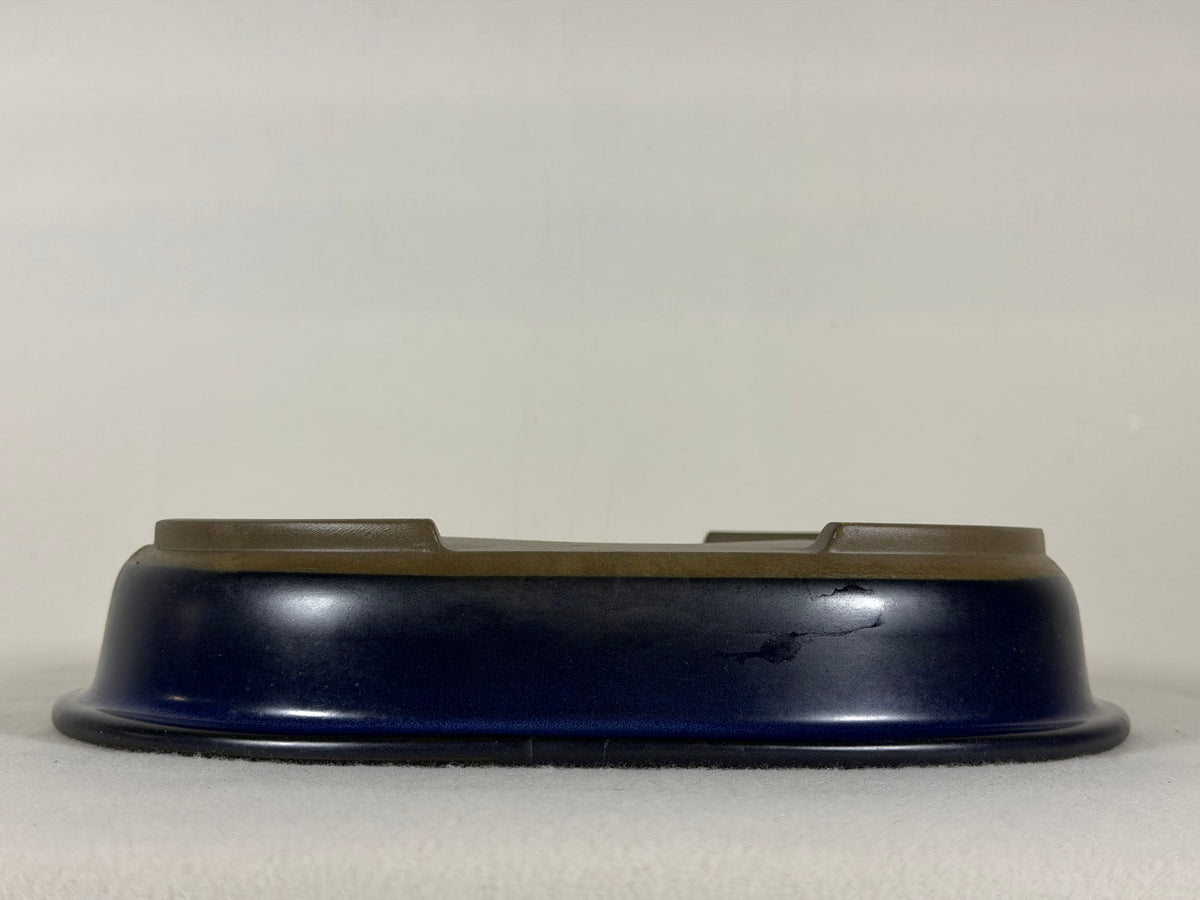 Preowned Japanese Tokoname Glazed Oval Bonsai Pot Has Patina - 11.25” By 9”