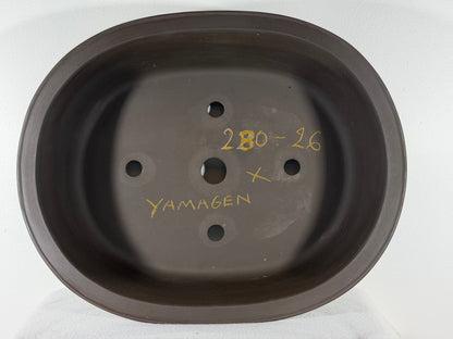Preowned Japanese Tokoname Oval Unglazed Bonsai Pot Yamagen - 18” By 14.75”