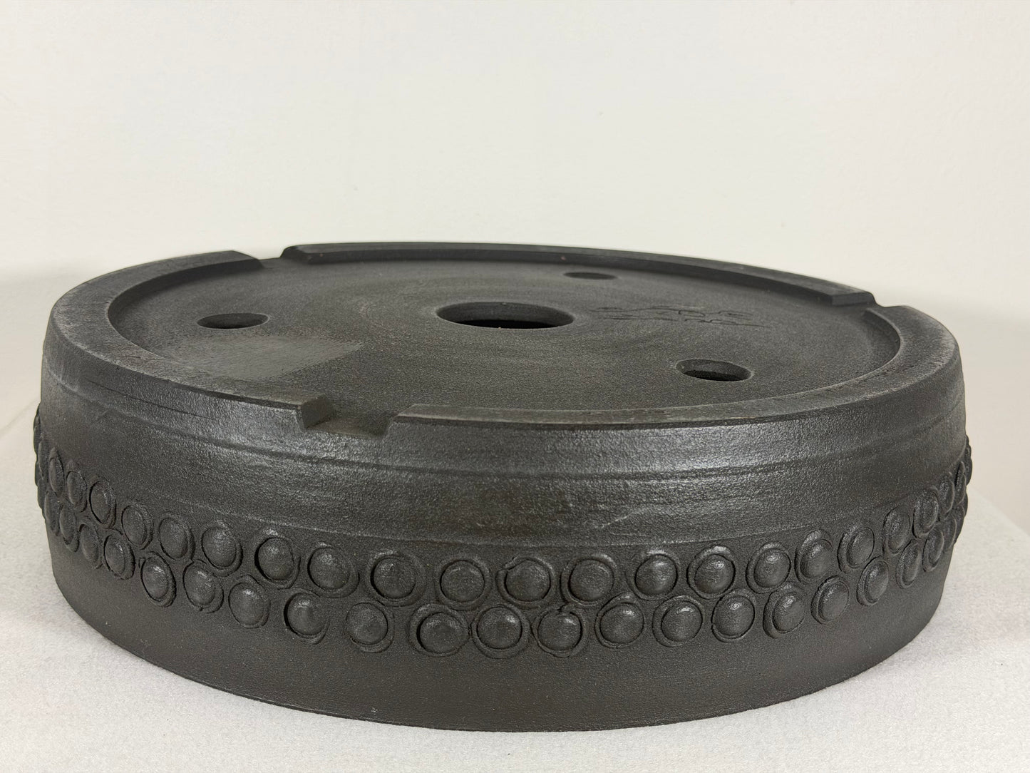 Preowned Japanese Tokoname Unglazed Drum Style Bonsai Pot Koyo - 12.5” By 3.5”