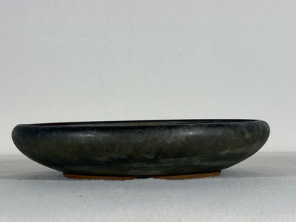 Preowned Japanese Tokoname Glazed Shallow Round Bonsai Pot - 6.5” By 1.25”