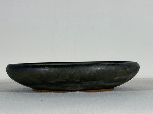 Preowned Japanese Tokoname Glazed Shallow Round Bonsai Pot - 6.5” By 1.25”