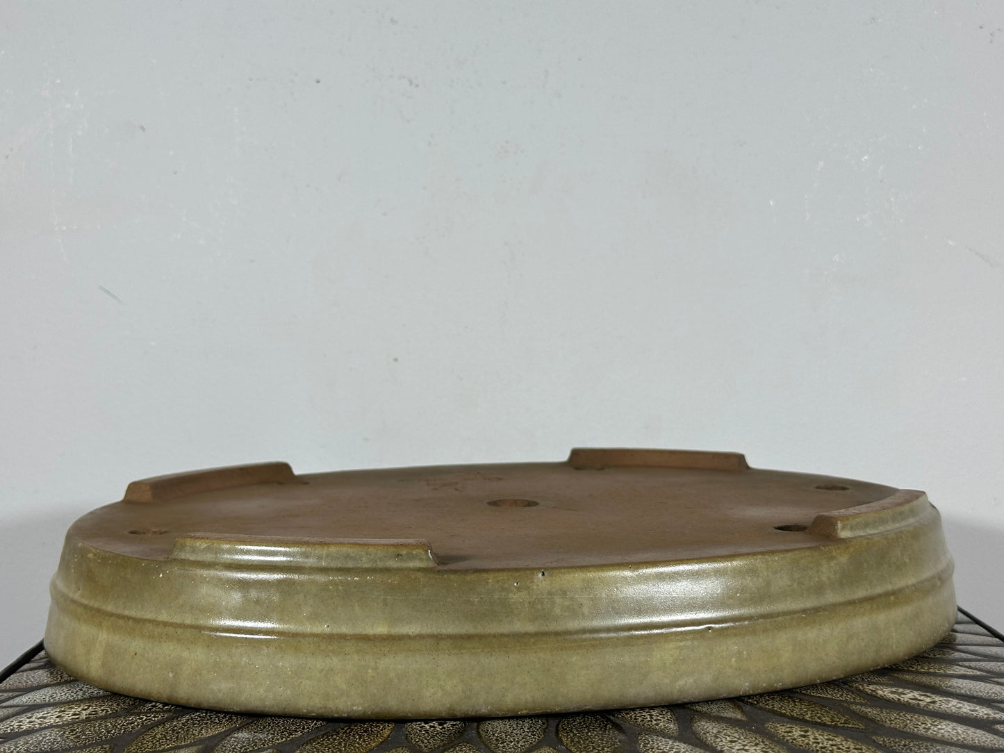 Preowned Japanese Tokoname Glazed Oval Bonsai Pot Yamafusa - 16” By 12.25”