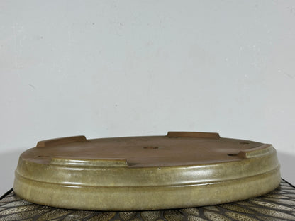Preowned Japanese Tokoname Glazed Oval Bonsai Pot Yamafusa - 16” By 12.25”