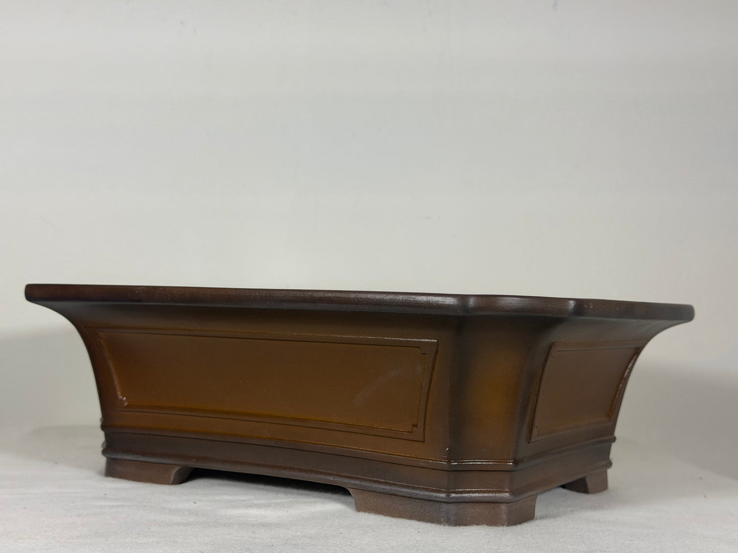 Preowned Japanese Tokoname Unglazed Rectangular Bonsai Pot Bigei - 12” By 9.25”