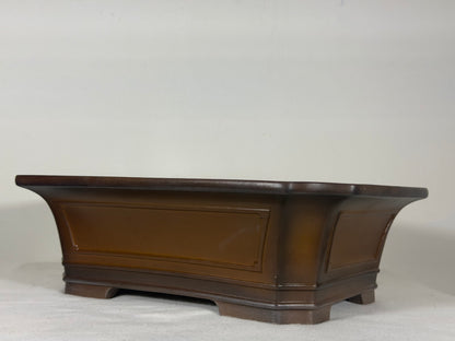 Preowned Japanese Tokoname Unglazed Rectangular Bonsai Pot Bigei - 12” By 9.25”