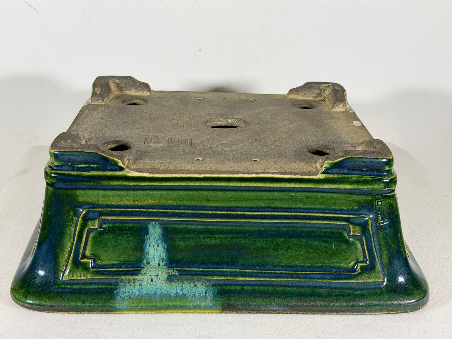 New Japanese Tokoname Glazed Rectangular Bonsai Pot Mazan Terahata - 11” By 10”