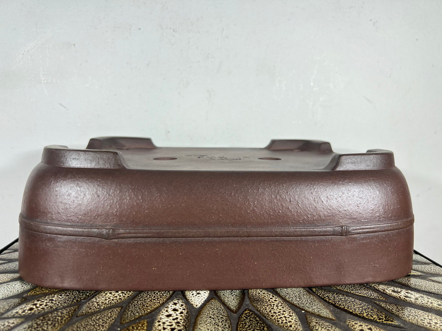 Preowned Japanese Tokoname Unglazed Rectangular Bonsai Pot Yamaaki - 13.75” By 11”