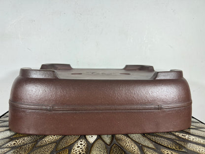 Preowned Japanese Tokoname Unglazed Rectangular Bonsai Pot Yamaaki - 13.75” By 11”