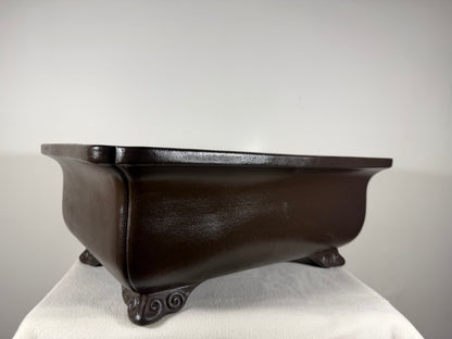 Preowned Japanese Tokoname Unglazed Rectangular Bonsai Pot Keizan - 18.5” x 13.75” x 7.25”