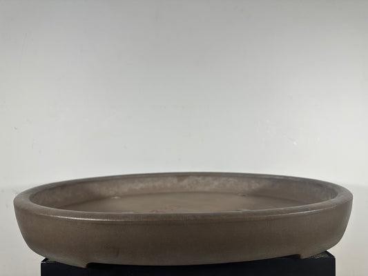 Preowned Japanese Tokoname Unglazed Shallow Oval Bonsai Pot Kisen - 24.5” By 18.25”