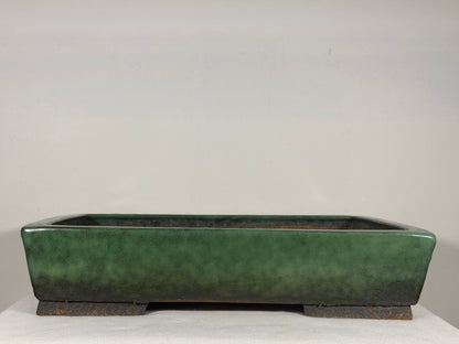 Preowned Japanese Tokoname Glazed Rectangular Bonsai Pot Syuhou - 15.25” By 11”