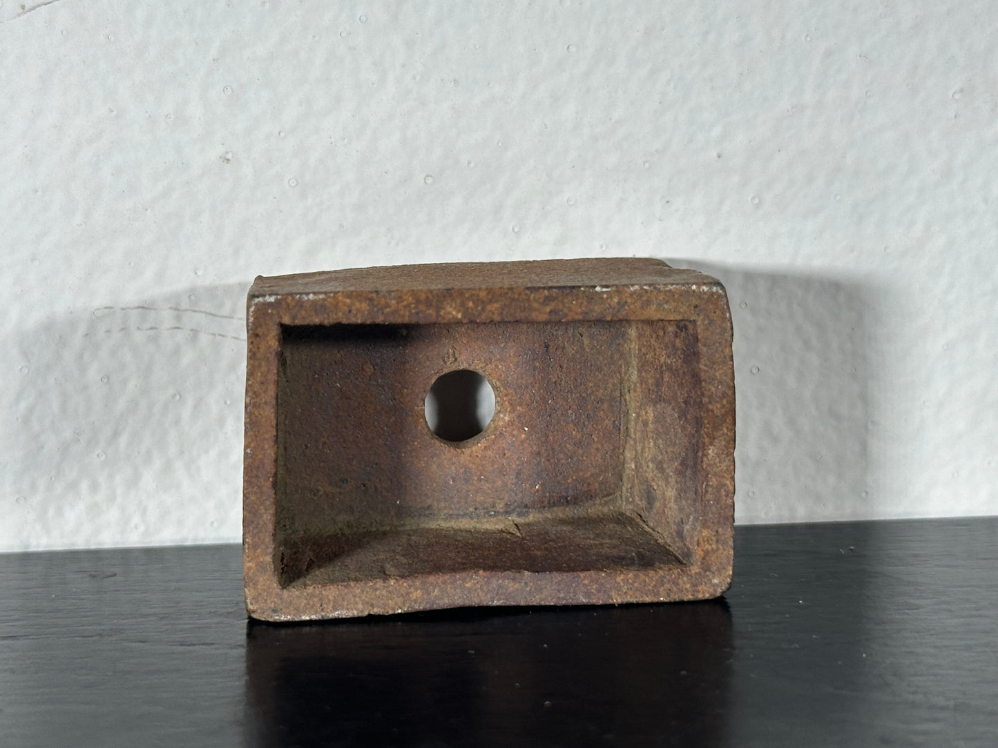 Preowned Japanese Tokoname Mame Rectangular Bonsai Pot with Stamp - 1.5” By 1”