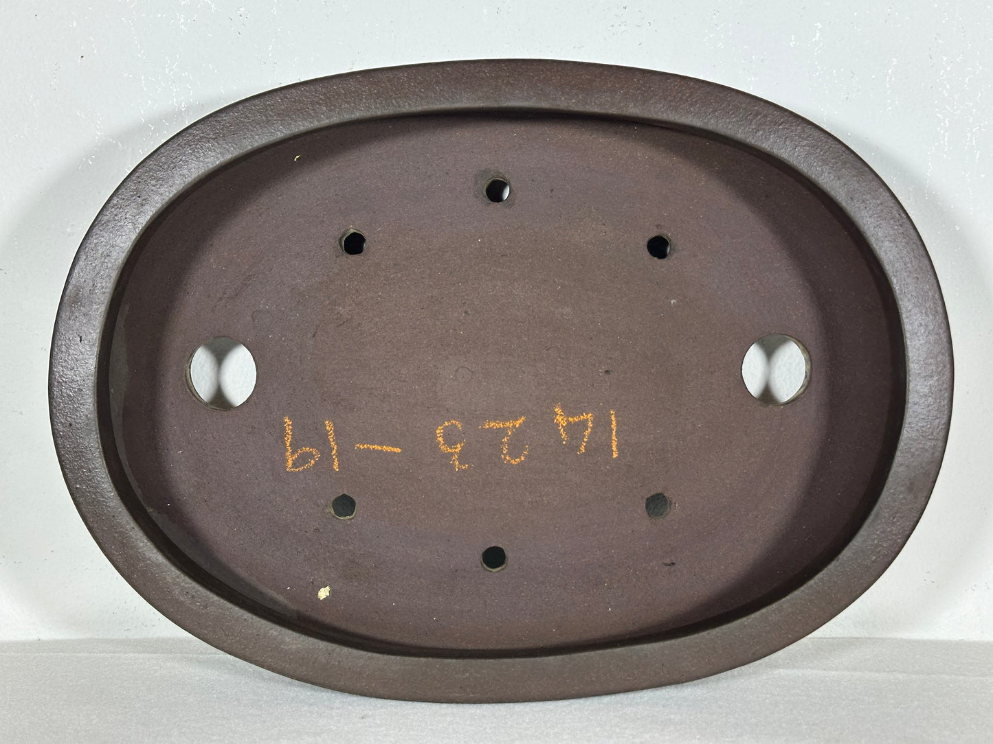 Preowned Japanese Tokoname Unglazed Bag Style Bonsai Pot Yamaaki - 11.75” By 8.5”