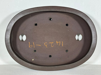 Preowned Japanese Tokoname Unglazed Bag Style Bonsai Pot Yamaaki - 11.75” By 8.5”